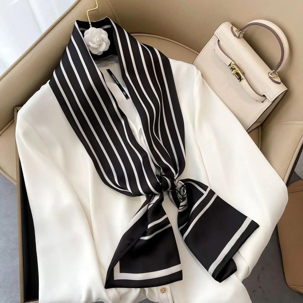 17*150cm Ribbon Silk Scarfs Female Luxury Design Hair Band Skinny Scarf Neck Ties Women Bag Scarves Neckerchief Foulard Lady