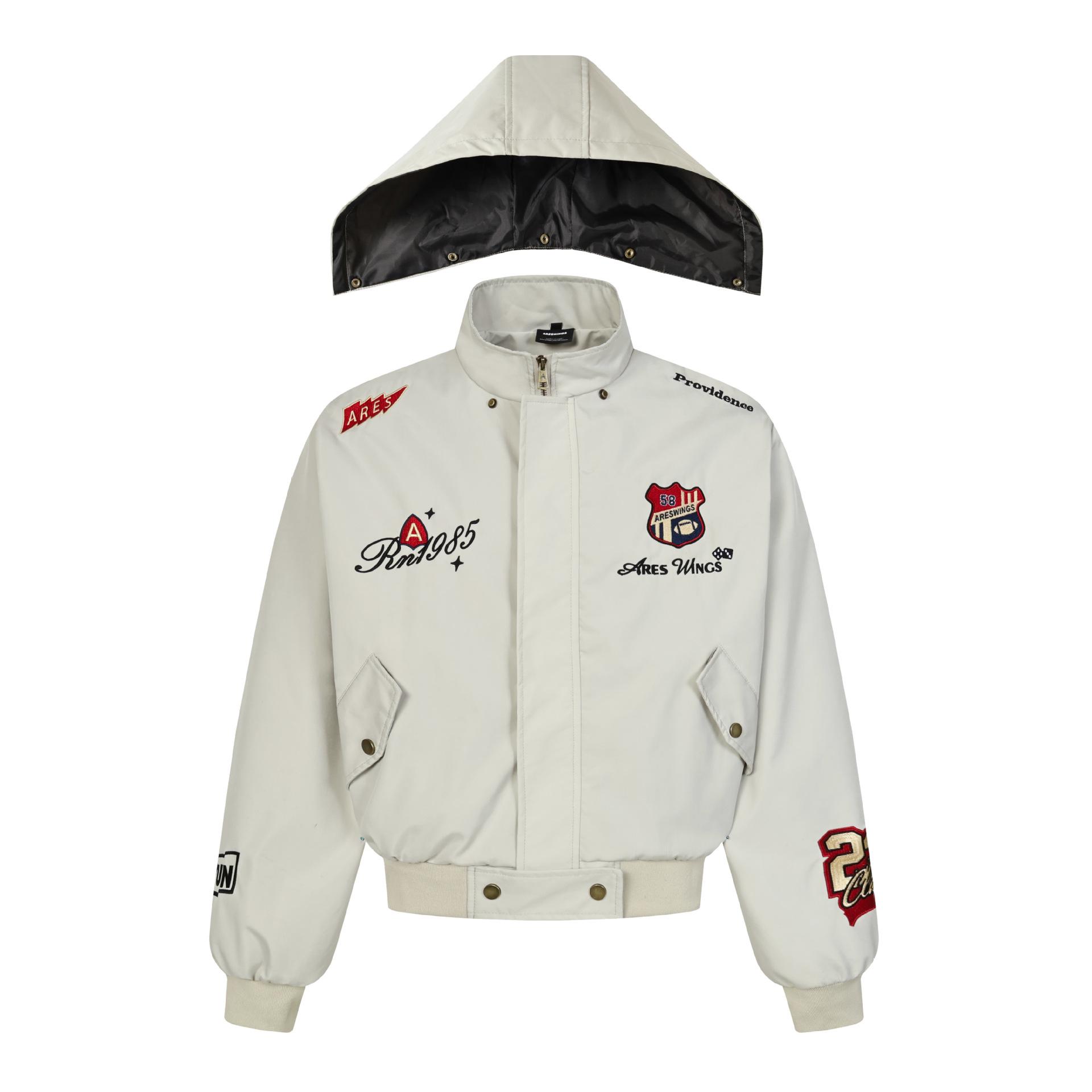 ARES Year of the Horse Detachable Collar Embroidered Jacket - Men s Warm Stand-up Collar Outerwear. Large абрикосовый