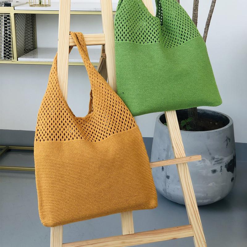Korean Retro Knitted Tote Bag - Fashionable Large Capacity Shoulder Handbag