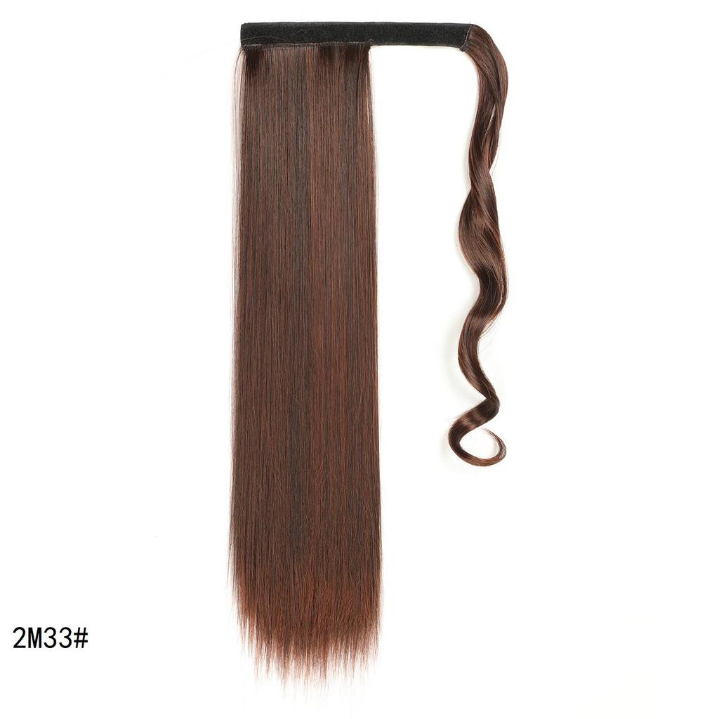 Synthetic Straight Ponytail Hair Extension With Velcro Wrap Design, 60cm Long Sleek Wrap Around Ponytail For Women Girls