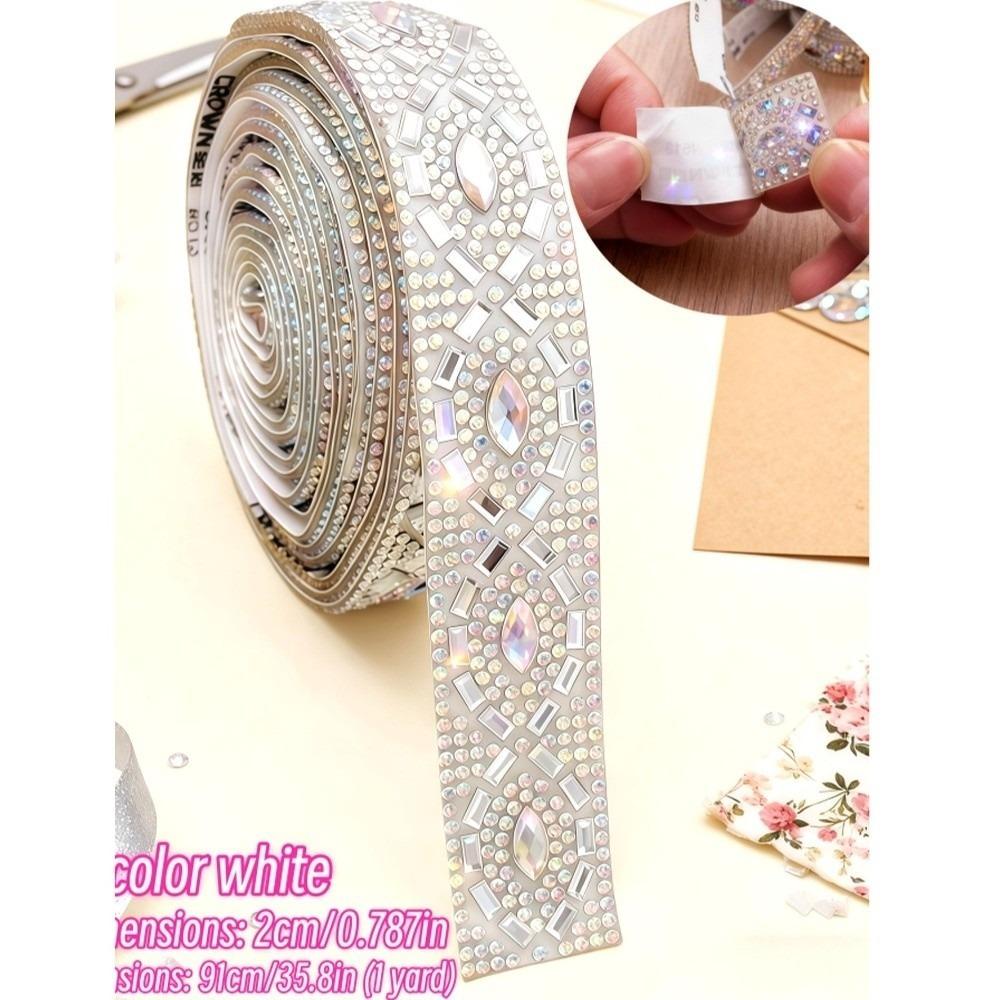 Teardrop Shape Rhinestone Chain Self Adhesive Shiny Teardrop Rhinestone Flexible Resin Crystal Resin Rhinestone DIY Crafts белый