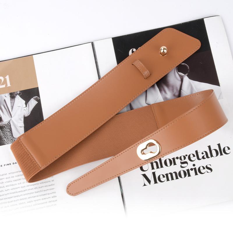 Women'S Elastic Belt With Dress, Suit Temperament Waist Seal, Women'S Elastic Belt, Leather Belt.