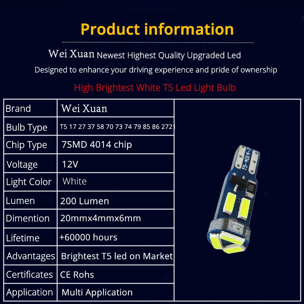 10 PCS T5LED Locking Socket LED Wedge Bulb 74 70 37 17 2721 PC74