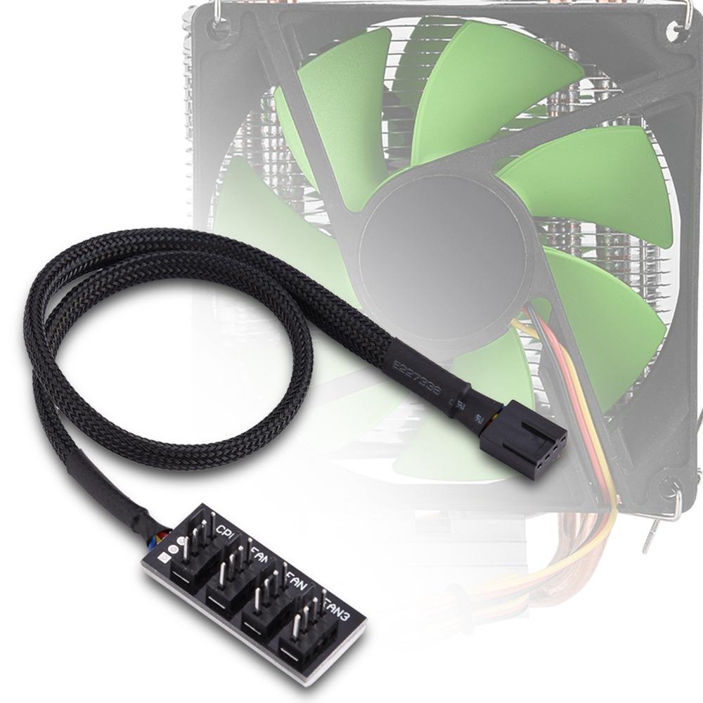 4-Pin Connector PWM Fan Hub Black Power Splitter Connector Fan Splitter Cable  PC Case Internal