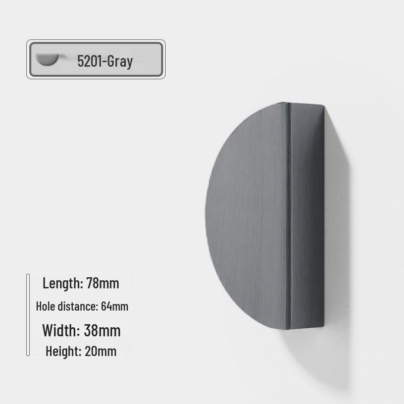 Nordic Style Black Semicircle Aluminum Alloy Cabinet & Wardrobe Handles