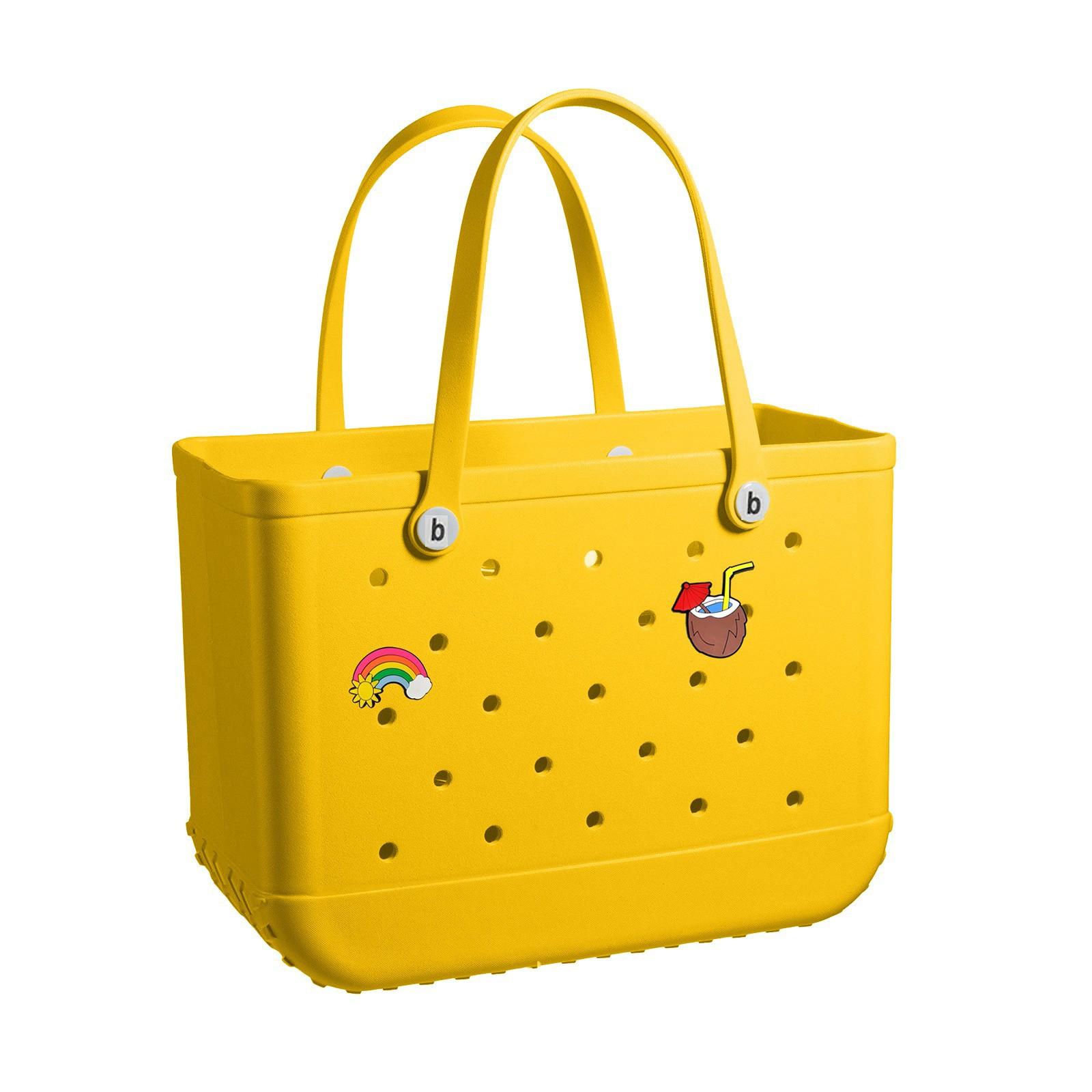 Hole Bag Travel Outdoor Wear-resistant Beach Bag With Stickers One Size жёлтый 1960₽