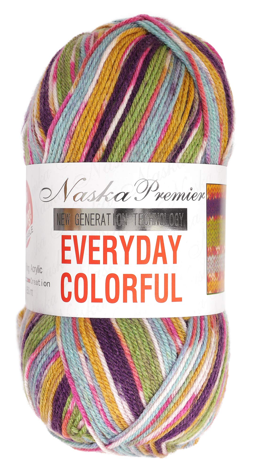 

NASKA Everyday Colorful Medium Pack of Yarn, Weight, Col.321, Multi-Color, 100g, Approx. 250m, 5, N-57