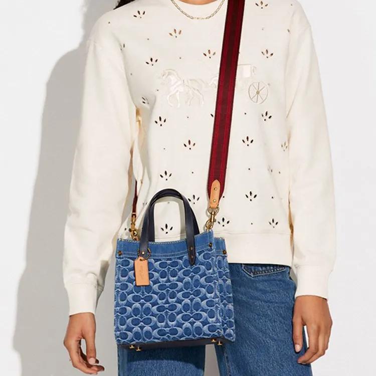 Coach Field Denim Fabric Tote Bag , Shopping Bag , Crossbody Bag , Handbag Medium Women's Marine Blue (Unisex) Handbags CA580 B4UDF
