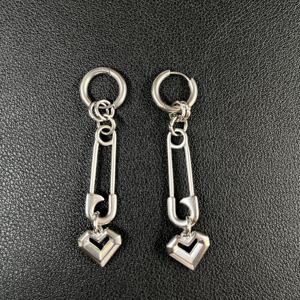 Punk Grunge Rock Rivet Chain Earrings Cool Fashion Geometric Drop Earrings Goth Aesthetic Charm Jewelry Hip Hop Accessories