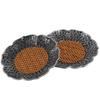 HannaFires S925 Silver Hammered Finish Coasters with Wisteria Woven Lotus Set of Tea Snack Kung Fu Tea Japanese Vintage Gift Idea Design, 2, Trays,