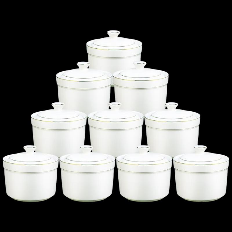 Ceramic Gold Rim Double Boiler Stew Pot Set