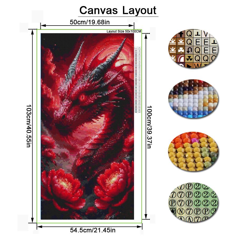 Colorful Dragons and Flowers Large Size Diamond Painting New Collection Animals Diy Full Drill Rhinestone Embroidery Mosaic Cross Stitch Kits
