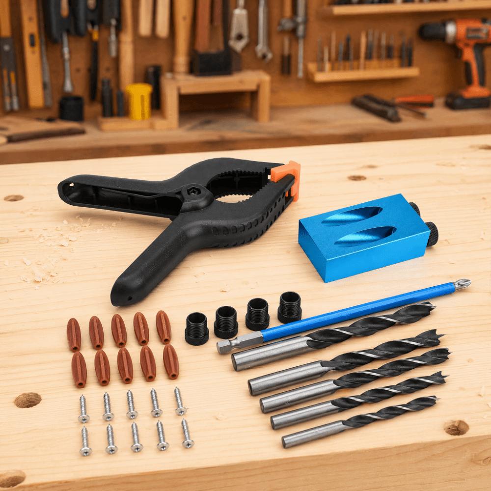 34pcs 6/7/8/9/10mm Drill Bits Pocket Hole Jig Kit Oblique Drill Positioner For Carpenters