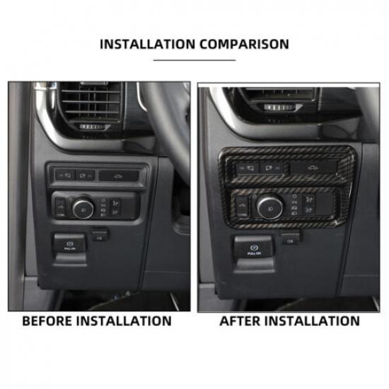 Carbon Fiber Headlight Switch Button Panel Trim Cover Bezels For Ford F150 +