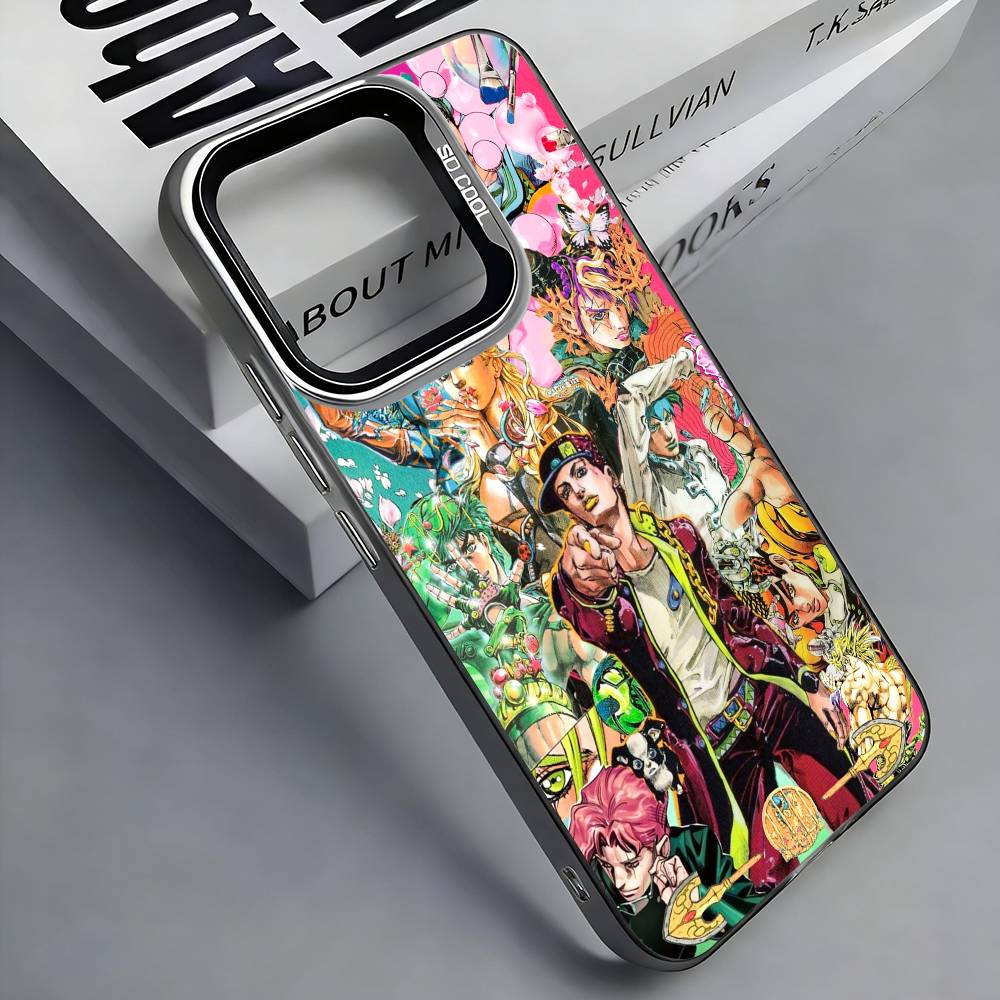 JoJos B-Bizarres Adventures Colorful Silver Back Phone Case For IPhone 17 16 15 14 13 12 11 Plus Pro Max Plus iPhone16