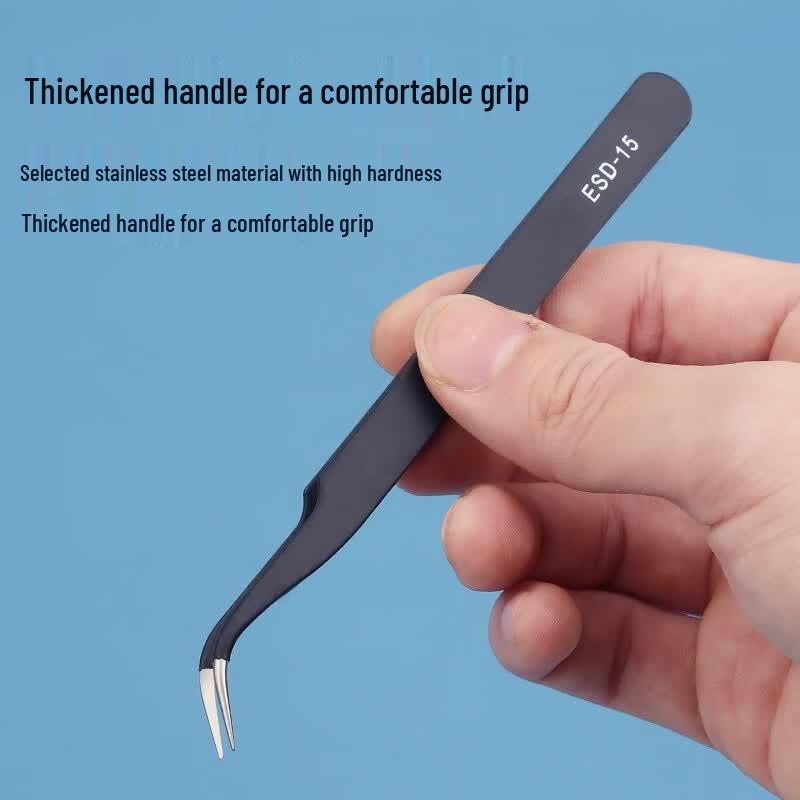 LongMaZu ESD-15 Anti-static Bent Tip Tweezers