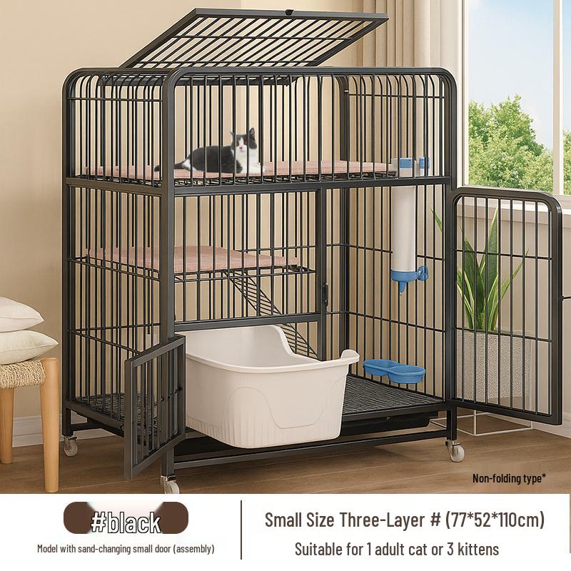 Foldable Indoor Cat Cage with Toilet – Space-Saving Cat House and Balcony for Small Apartments