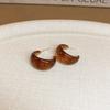 Maillard style retro tiger's eye stone round earrings women's autumn and winter high-end stud earrings small exquisite Internet celebrity jewelry
