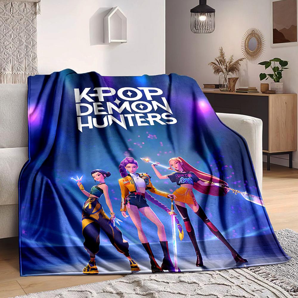 

1PC KPOP DEMON HUNTERS Blanket, Throw For Sofa, Bed, Travel, Camping, Livingroom, 80cm×120cm