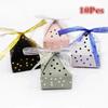 10Pcs European Style Hot Stamping Candy Box Creative Silver Hot Stamping Dot Pyramid Candy Box Wedding Chocolate Packaging Boxes