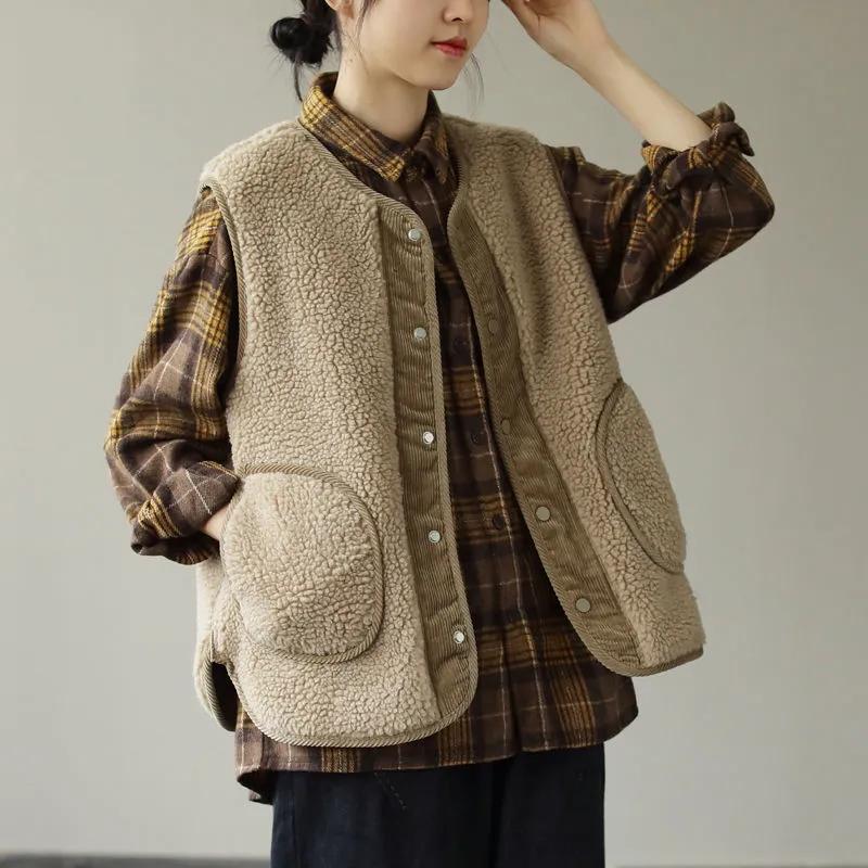 Women's Vest Vest  New Autumn Winter Women's Outer Wear Corduroy on Both Front and Back