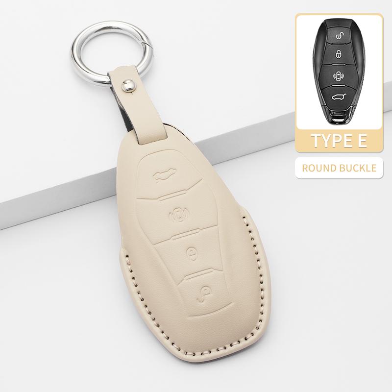 Fashion Car Key Case Cover For Faw Hongqi E-Hs9 High-End H5 H9 Car Keyring Luxury Leather Auto Accessories