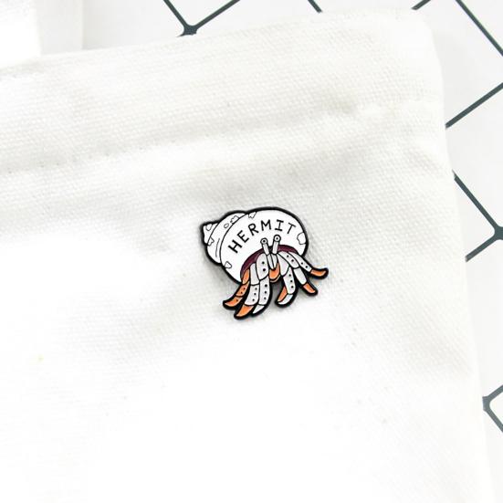 Cartoon Hermit Crab Enamel Brooch Pin Unisex Badge Denim Coat Clothes Decor