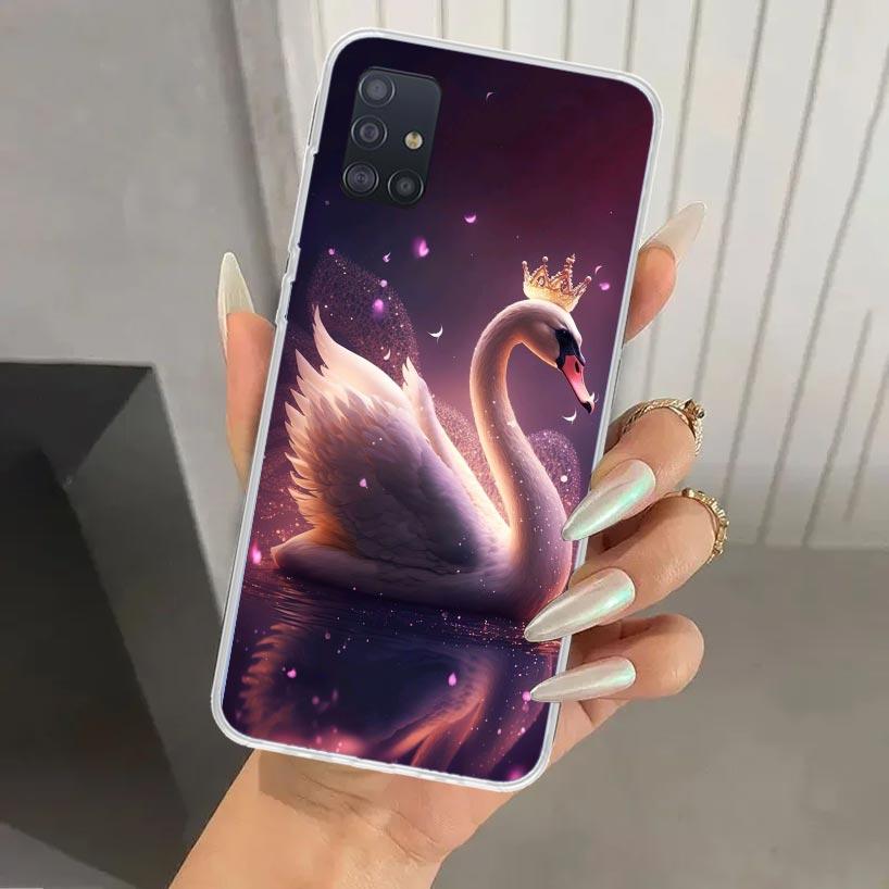 White Swan Grace Art Phone Case for Samsung Galaxy A52 A32 A22 A12 A02S A50S A30S A10S Note 20 Ultra 10 Plus S10 A31 A20 A71 A72