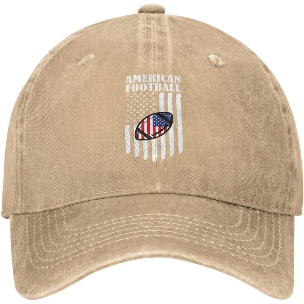 American Football USA Flag Graphic Washed Denim Style Baseball Cap Adjustable Vintage Dad Hat