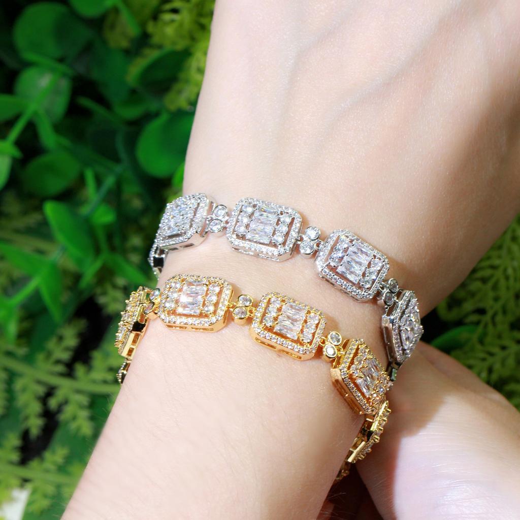 Micro-Inlaid Zircon Ladder Zirconium Bracelet Full Of Diamonds.