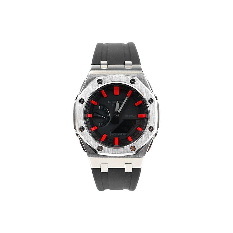 CASIO Unisex Liquid Crystal,Analog Dual Display Series 44mm Black Watch GA-2100-1A1(Watch1--) Regular Watch Box