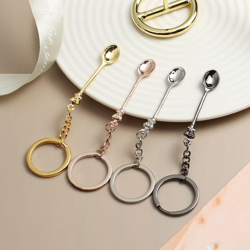 Glitter for Filling Vials with Salts Mini Crown Necklace Key Ring Spoon Keychain Teaspoon Pendant