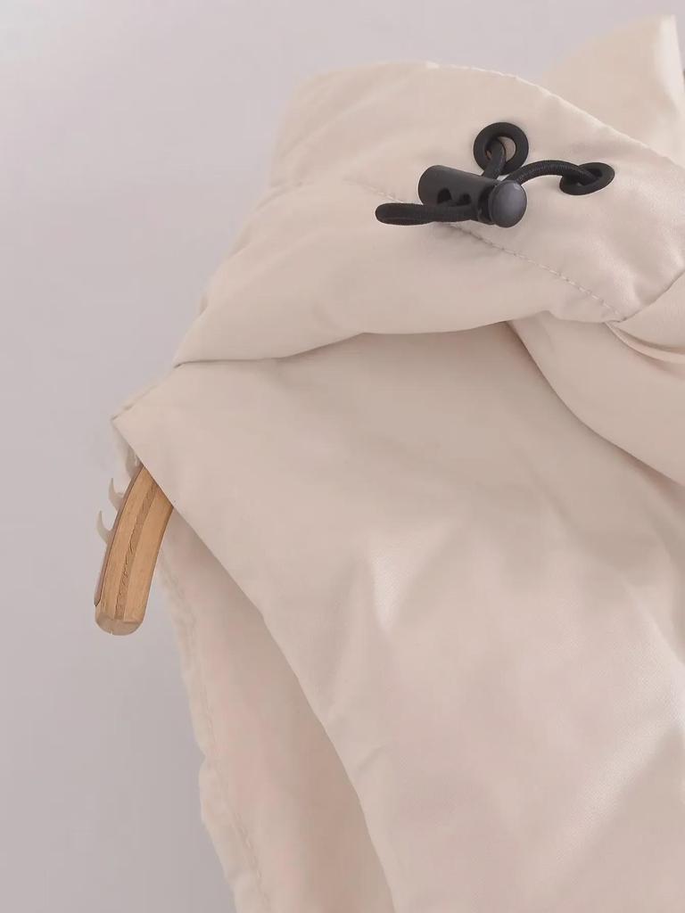2023 Autumn/Winter Women's Street Fashion Press-glued Color-block Hooded Cotton Vest