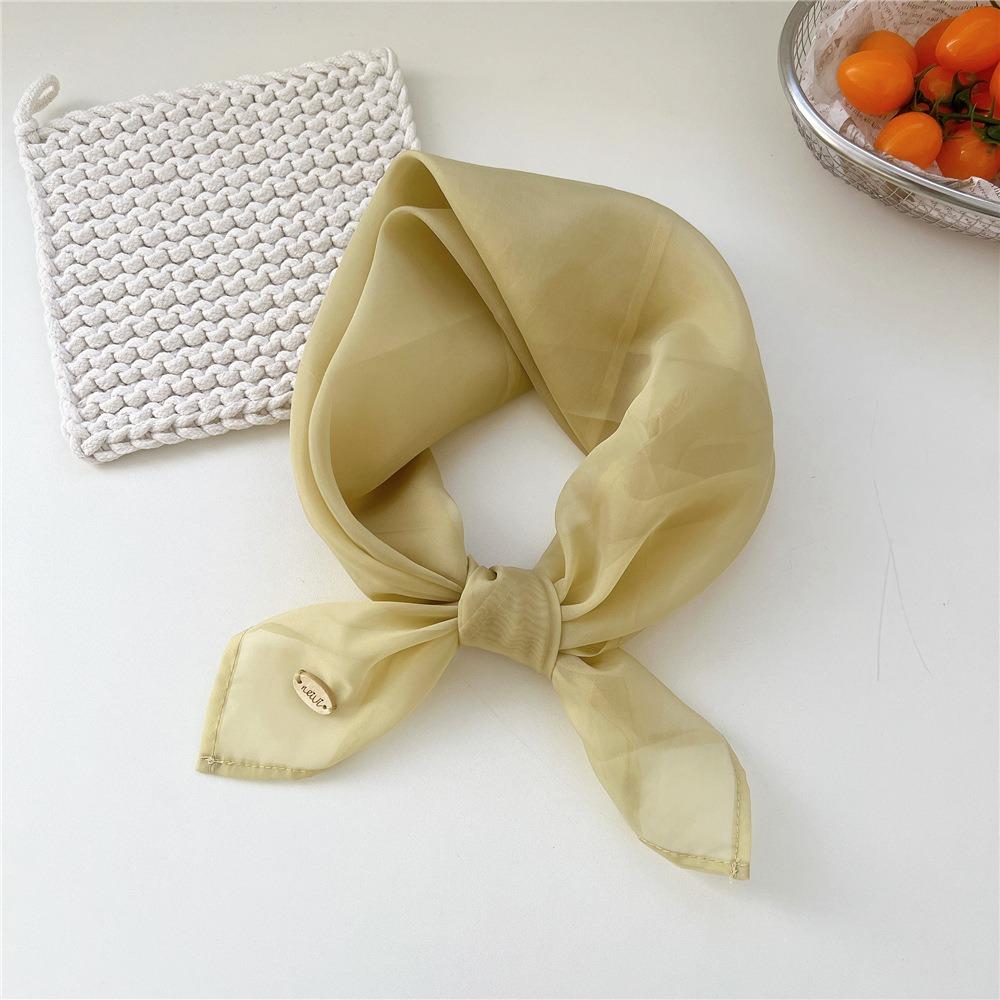 Transparent Cotton Linen Scarves Solid Color Square Handkerchief Small Square Scarf  Beach