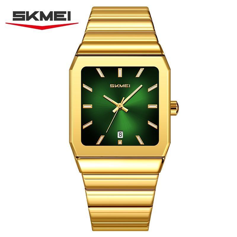 Mens Minimalist Square Analog Watch Luminous Date Waterproof Steel Strap Casual Business Quartz Wristwatch