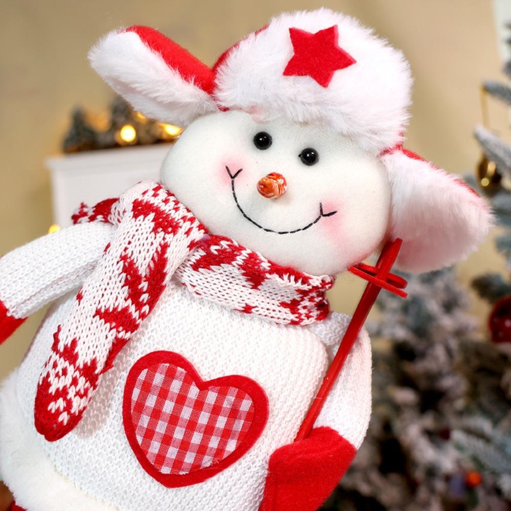 Knitted Style Christmas Telescopic Doll Santa Claus Standing Posture Snowman Elk Decoration Red Home Ornaments Doll Gift