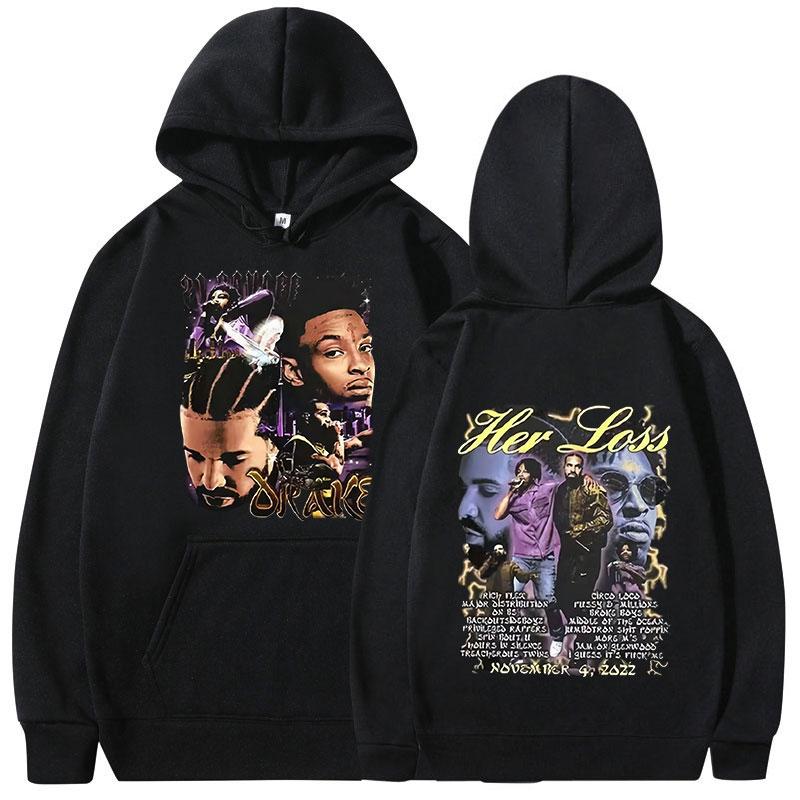 Rapper Drake Music Album Cover Graphic Hoodies Men's Fashion Hip Hop Vintage Sweatshirts Autumn/Winter Fleece Warm Pullovers Y2k