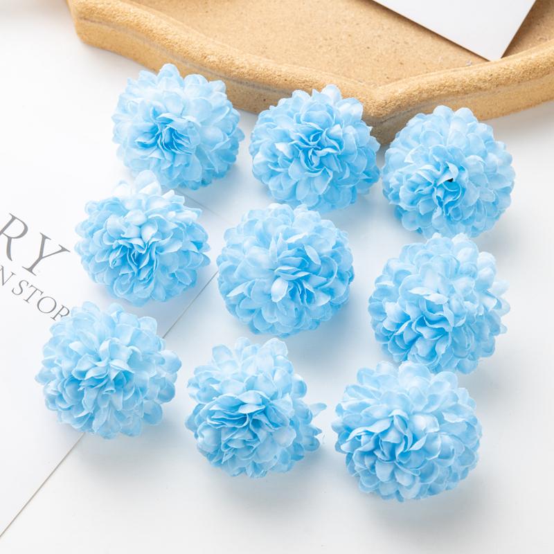 100PCS Artificial Hydrangea Flowers Wedding Home Party Room Decoration Christmas Candy Box Fake Silk Scrapbook Plants