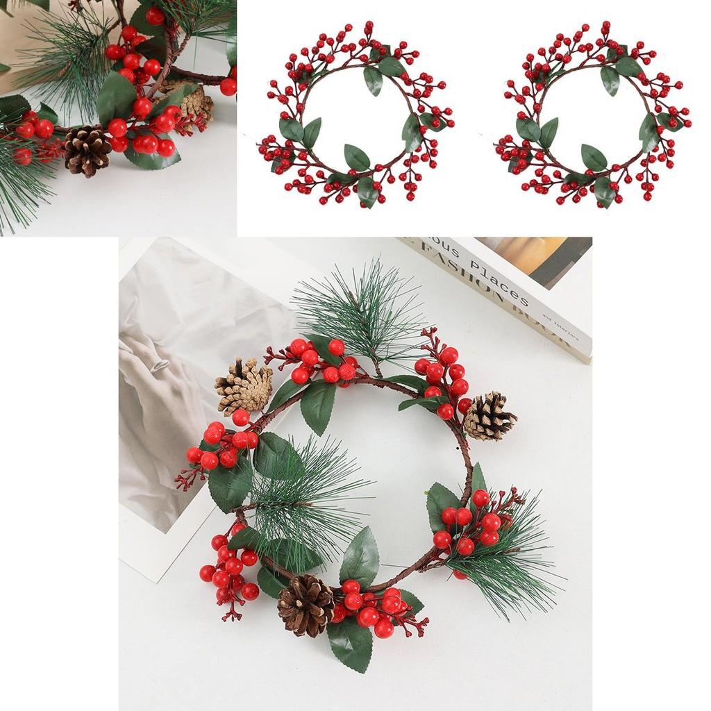 Christmas Artificial Flower Garland With Red Berries And Pinecones For Home Decor And Outdoor Use