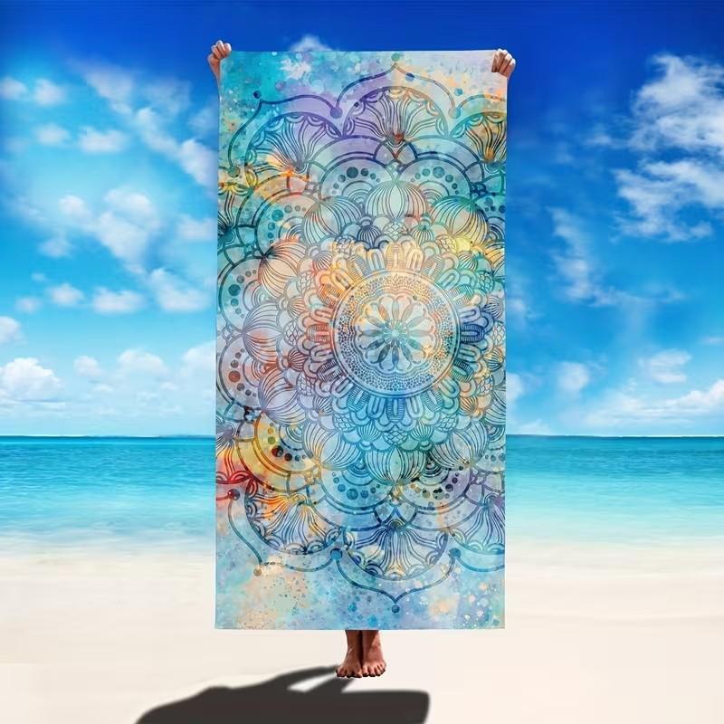 Bohemisk Regnbåge Mandala Strandhandduk Mikrofiber Snabbtorkande Absorberande Sandfri Sommar Pool Badhandduk