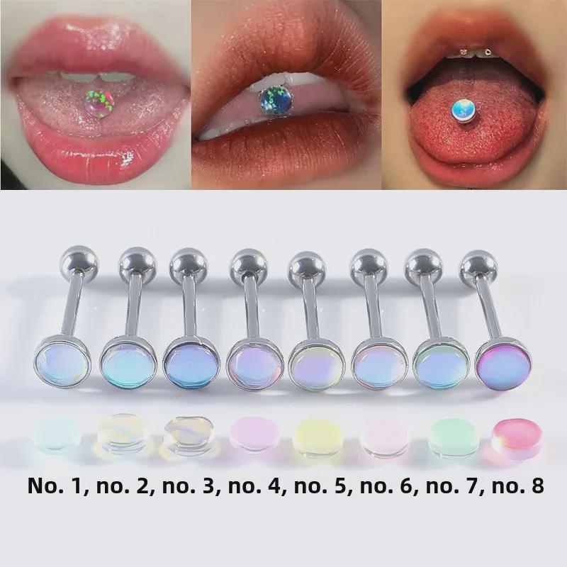 Renkli Buzlu Halter Dil & Kulak Piercingleri - Paslanmaz Çelik Piercing Süsü