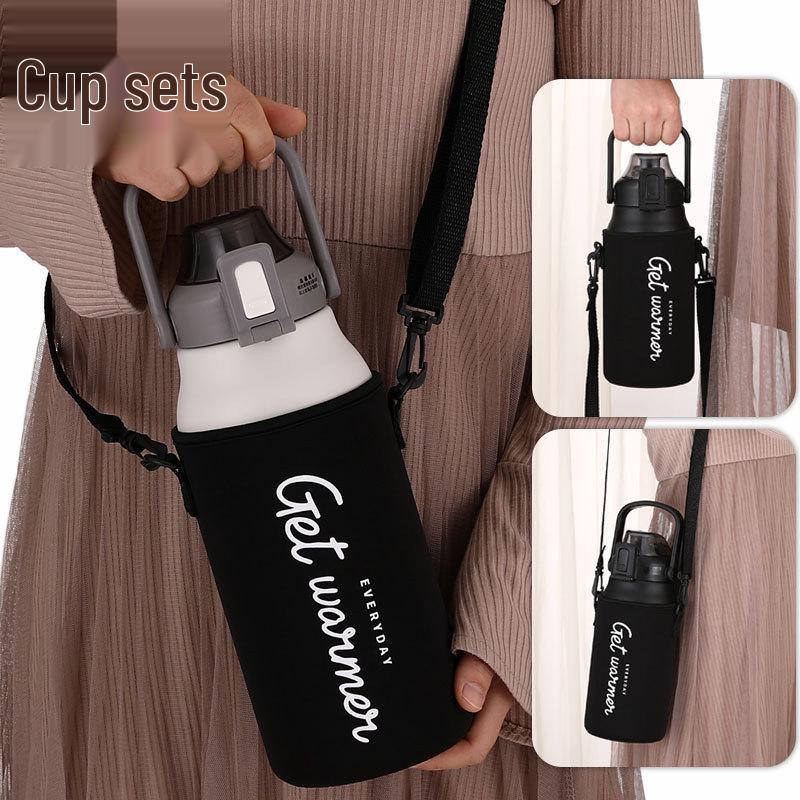 Creative Large Capacity Insulated Cup Sleeve with Wide Crossbody Strap for Kids