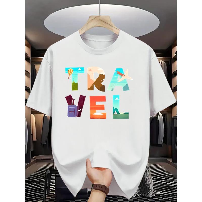 

European sizes Summer Men S Fashion Short-Sleeve T-Shirt with Letter Pattern Print 4XL білий