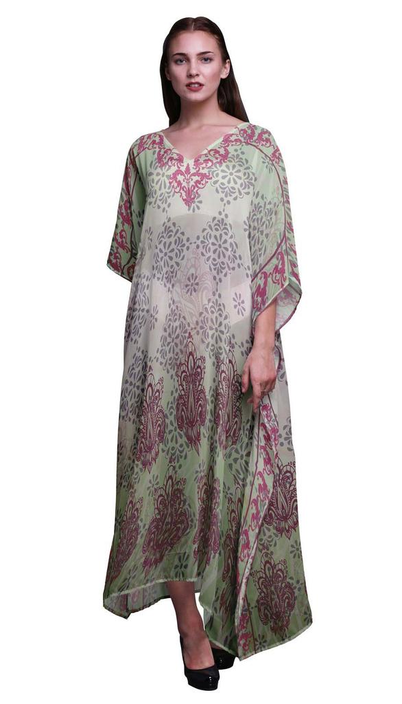 Phagun Paisley Ethnic Womens Long Beach Kaftan Beachwear Bikini Coverup Maxi