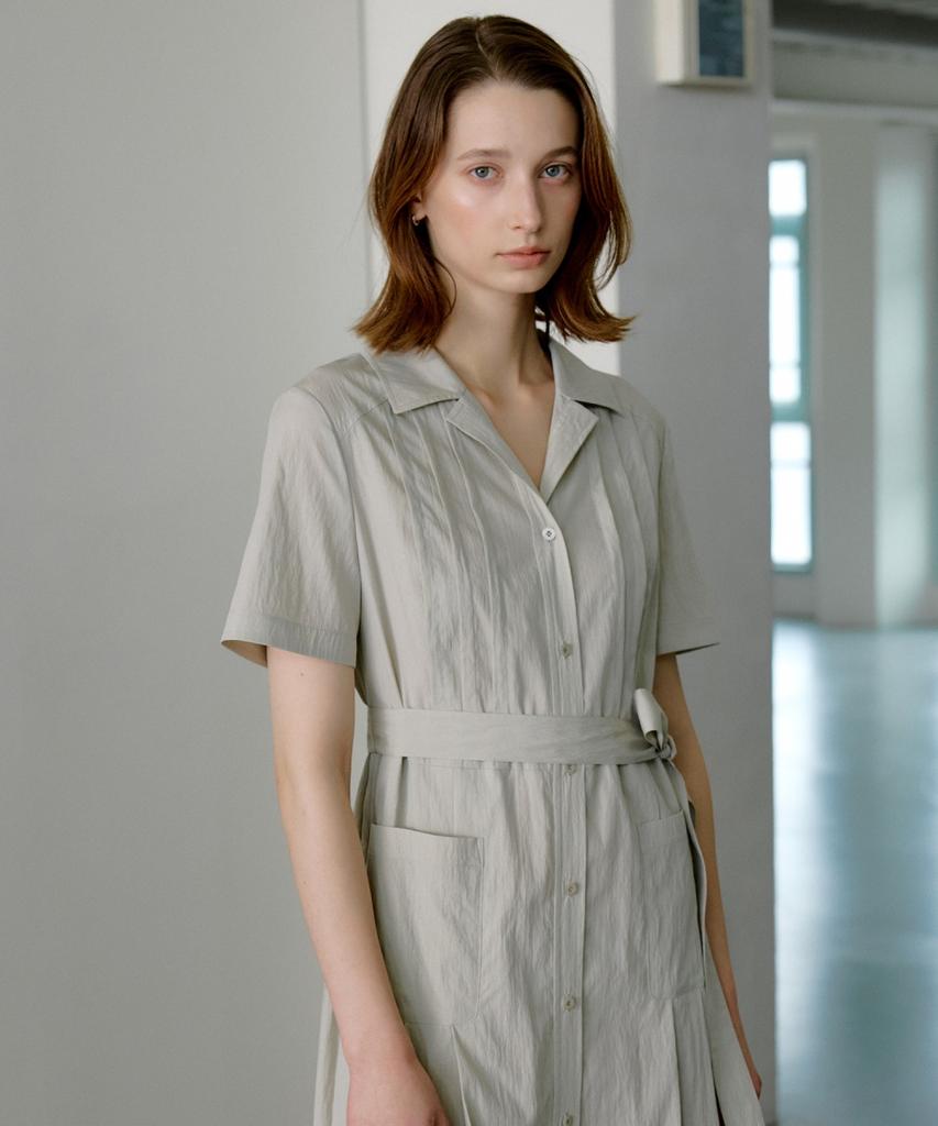 Ollibeudeollibeu Shirt-Style Pleated Dress Ow6Mo4540