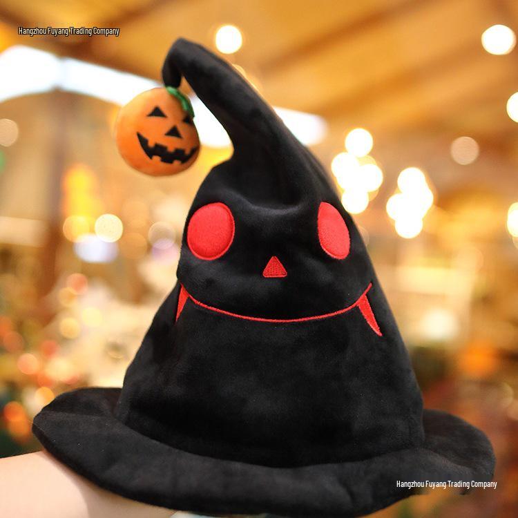 Elektrischer Kürbis-Hexenhut - Leuchtendes singendes Plüschtier für Halloween-Kostüm & Foto-Requisiten