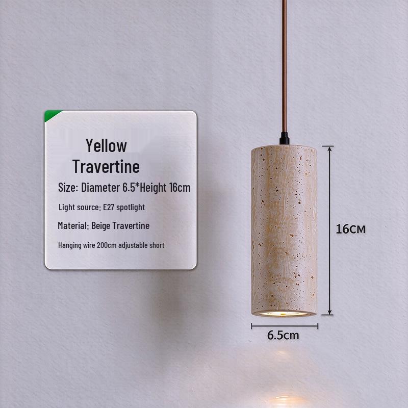 Zhongshan Wabi-Sabi Retro Pendant Light: Vintage Yellow Travertine for Bedroom, Bar, or Homestay Decor.