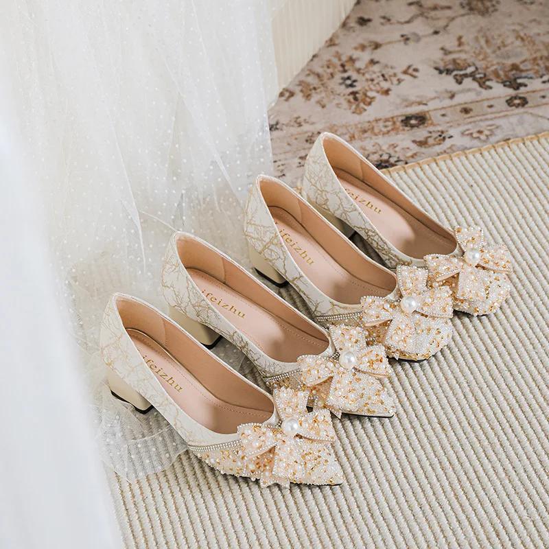 New Designer Women Shoes Pumps Beautiful Crystal Bowknot High Heels Shoes Party Dress Shoes