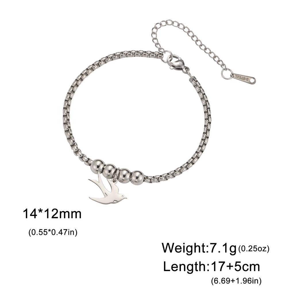 Cazador Swallow Bird Charm Bracelets for Women Stainless Steel Beads Box Chain Hand Bracelet Jewelry Gift 2026 Wholesale