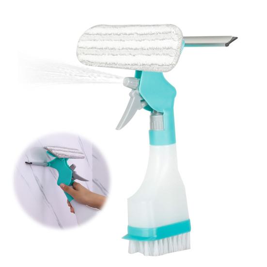 1/2/3Pcs Window Wiper 4-in-1 Glass Cleaner Tool with Spray Bottle Scrubber Scraper Sprayer Multifunctional Window Cleaning Kit